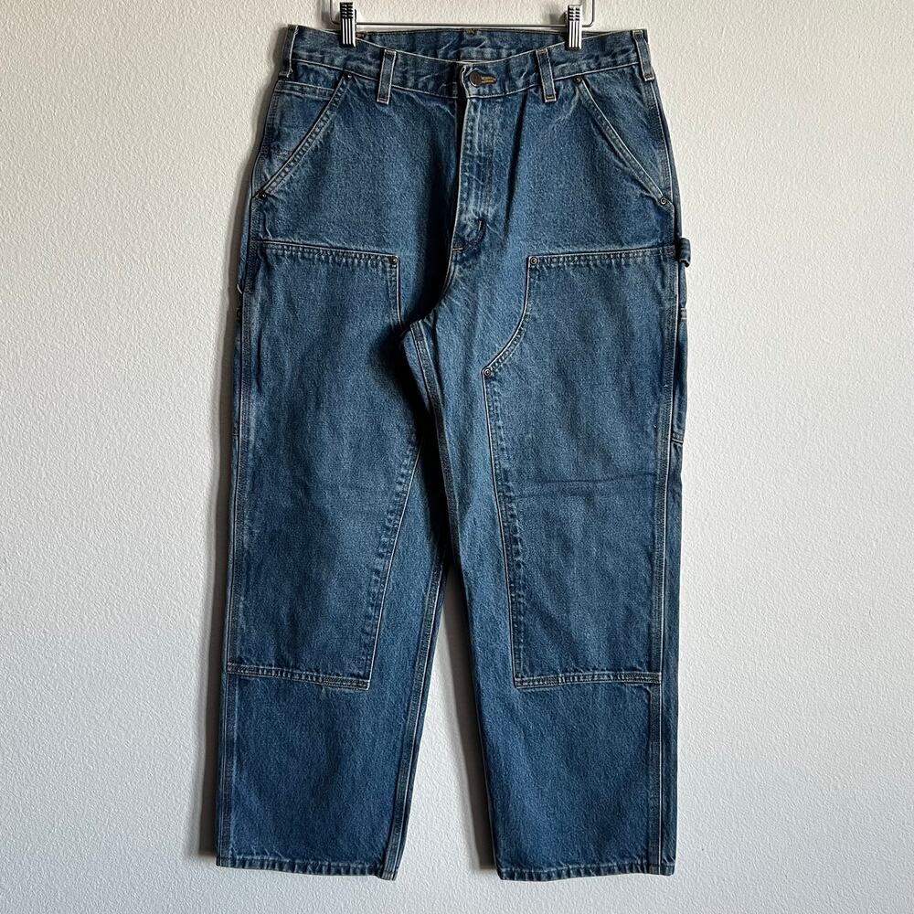 Carhartt B73 DST blue denim double knee work wear carpenter pants